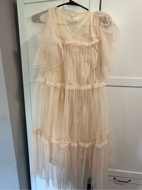 Girls Cream Layered Tulle Party Dress